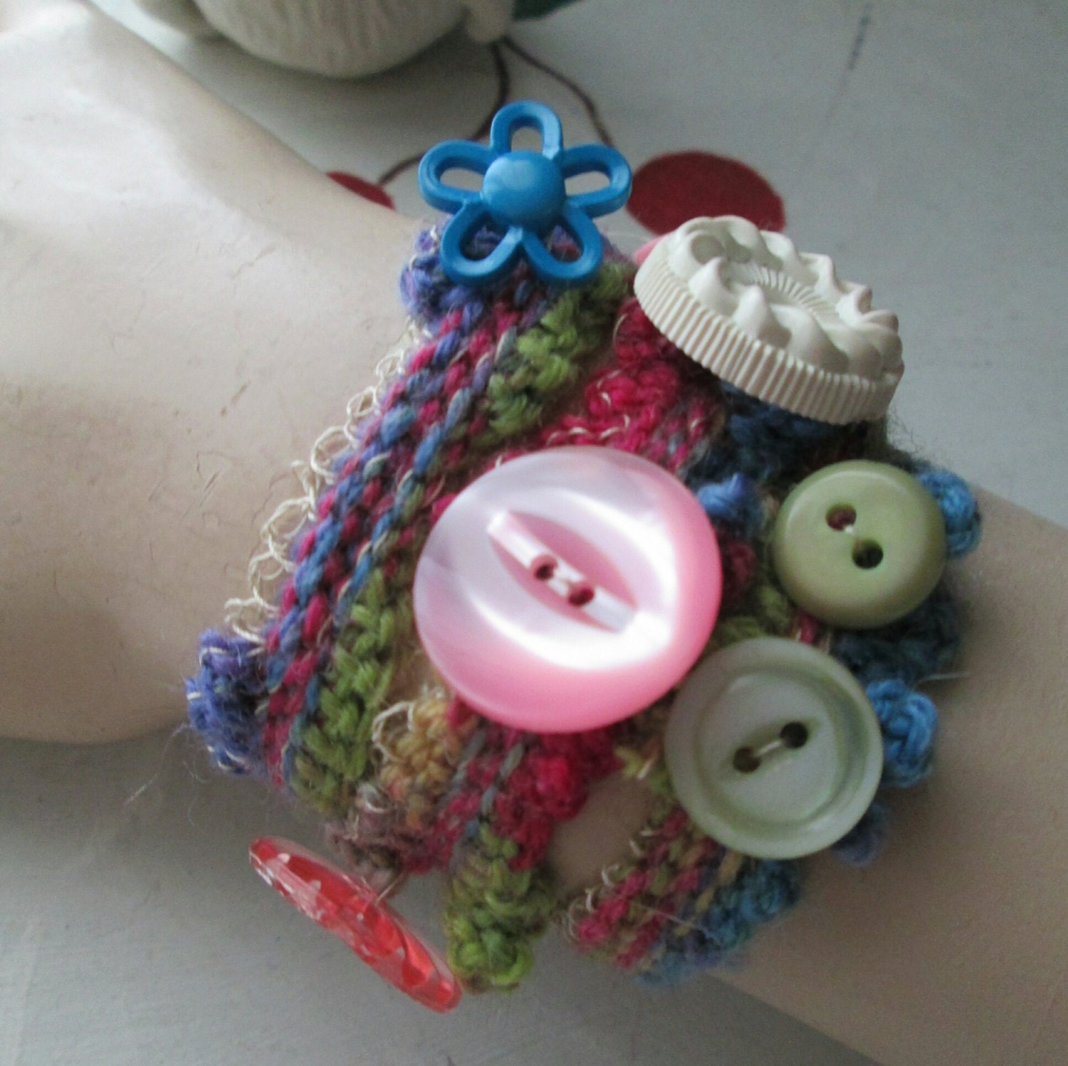 WRAP BRACELET LARIAT Necklace Anklet Hair Buttons Bright Colors "Springtime"