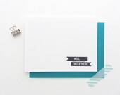 Letterpress 'Well, Hello There' Ribbon Note Cards - Pack of 8, you pick the envelope color