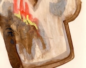 Original Gouache Painting - (Burnt Toast)