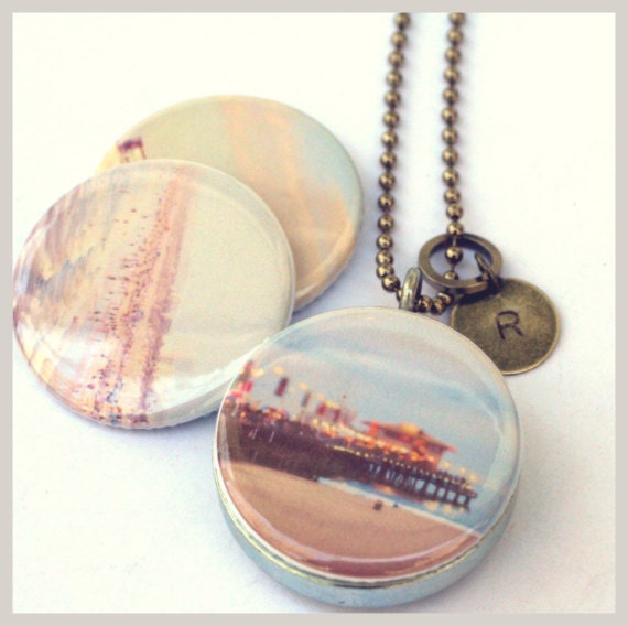 beach jewelry, locket, seaside, beach photography, recycled, necklace, summer, Santa Monica pier, LA California Polarity Myan Soffia