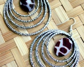 Earth Tribe Silver Hoop Earrings - Animal Print - Shell Earrings - Bohemian - stoneandbone