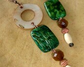 Mountain & Sea Bohemian Shell and Wood Earrings - Shell Jewelry - Wood Jewelry - stoneandbone