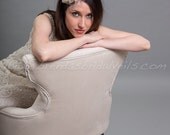 Woodland Inspired Bridal Hat, Burlap Flower with Color Accent Feathers - Micah