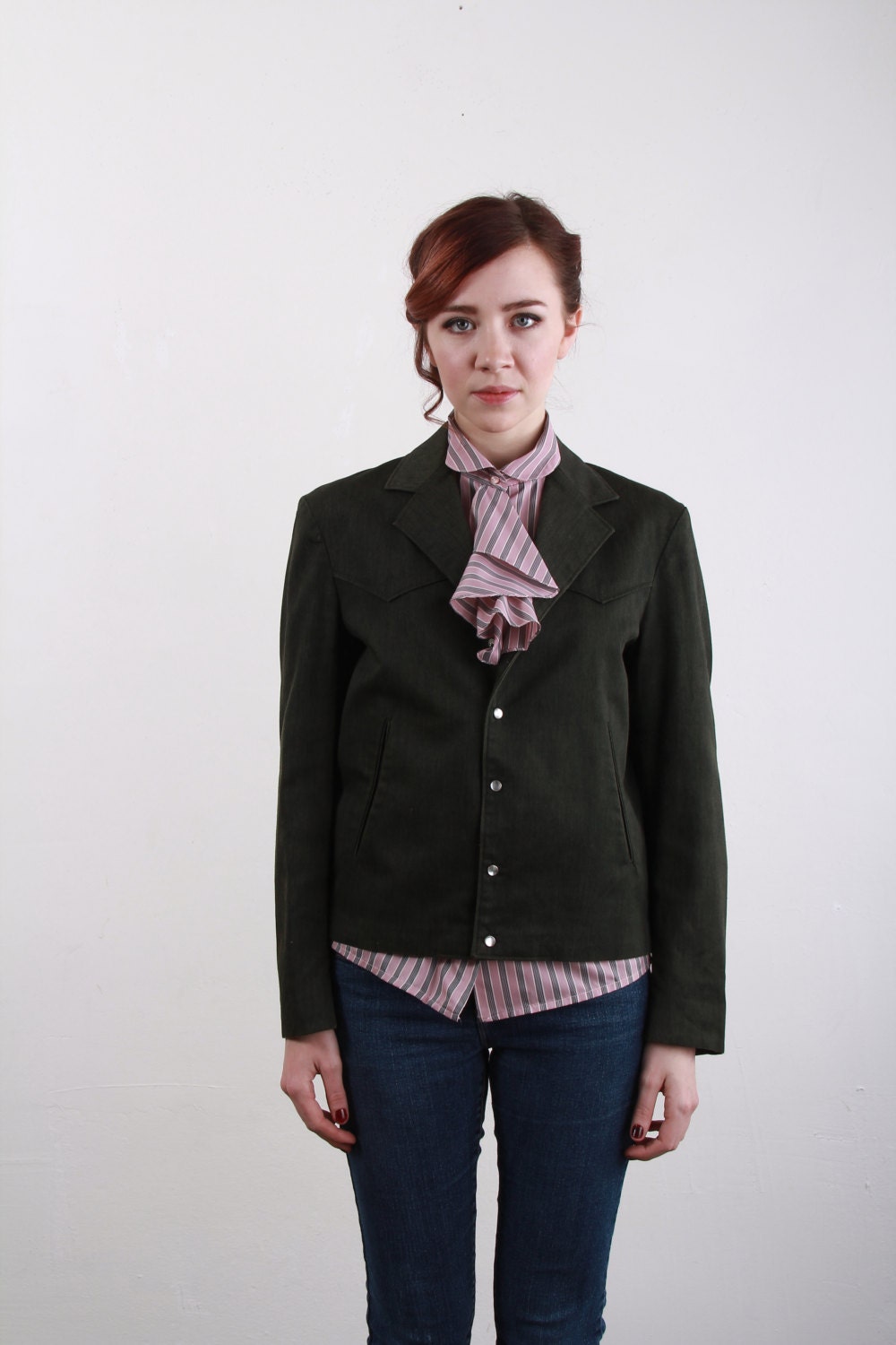 Vintage Jacket . Hunter Green Coat . 1950s