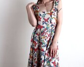 OMG Butterfly Dress . Vintage Cotton Frock . 1950s Summer Wear