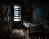 Old Room with Bed, Abandoned Building, Mysterious, Doll, Urbex, Asylum, Color Photography, Signed Print