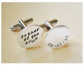 Sterling Silver Custom Cufflinks - Father of the Bride Cufflinks - Father of the Groom Cufflinks - Wedding Gift - Groom Gift - Groomsmen