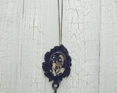 SECRET GARDEN Necklace in Yellow and Black with real pressed flowers in resin and an old painted key OOAK