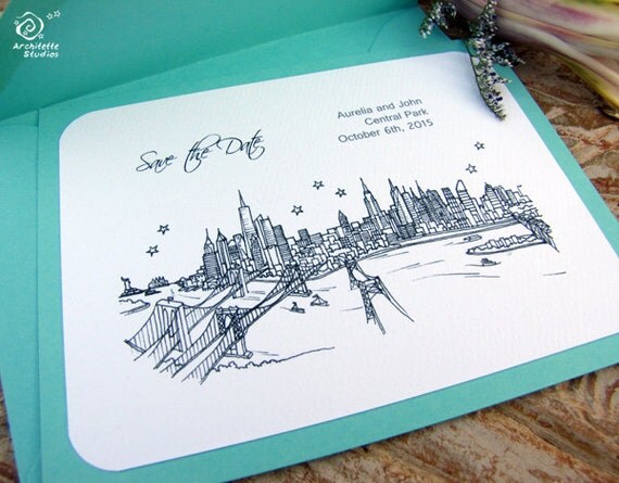 Save the Date Wedding - (20) City Skyline Cards- A2 sized (4.25 x 5.5)