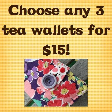 Set of 3 Handmade Tea Wallets Your Choice