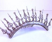 Reserved...Tiara Clockhand Steampunk Noir Victorian inspired distressed Antique Silver color with Crystals- A Stitch In Time with Sparklies