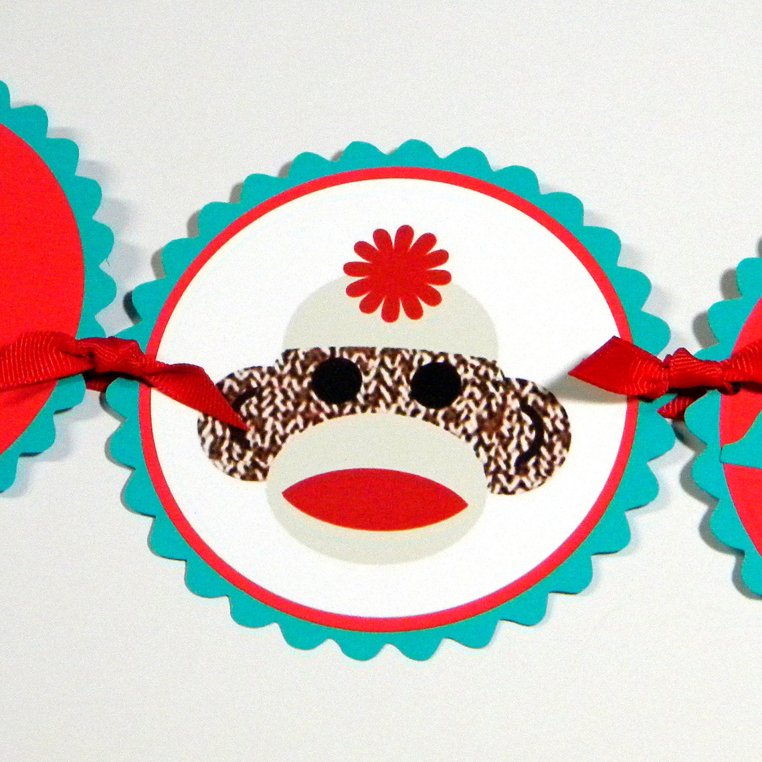 High Chair Banner - 1st Birthday - Sock Monkey - I am 1