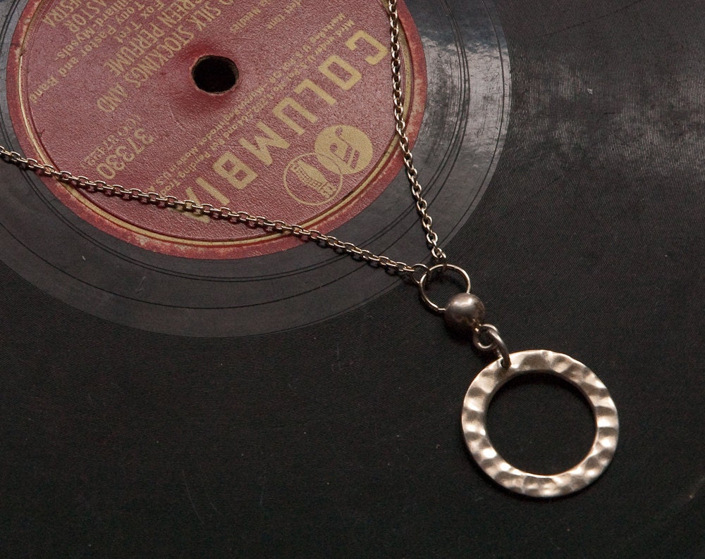 silver circle choker // repurposed single earring on silver toned chain