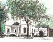 Ships of the Sea Museum Savannah Watercolor Print Drawing