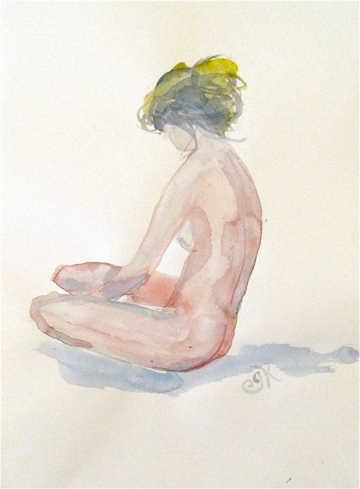 Nude 1204 original watercolor painting by Gretchen Kelly
