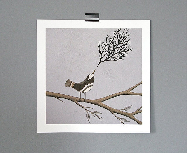 bringing the trees into existence 2 // archival 8x8 fine art print from my original bird painting // by natasha newton