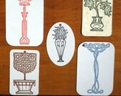 5  Art Nouveau Letterpress Gift Tags