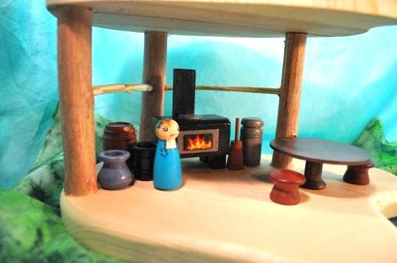 Wooden Dollhouse - Large Fairy Treehouse Style - Custom Wooden Toy / Waldorf Toy