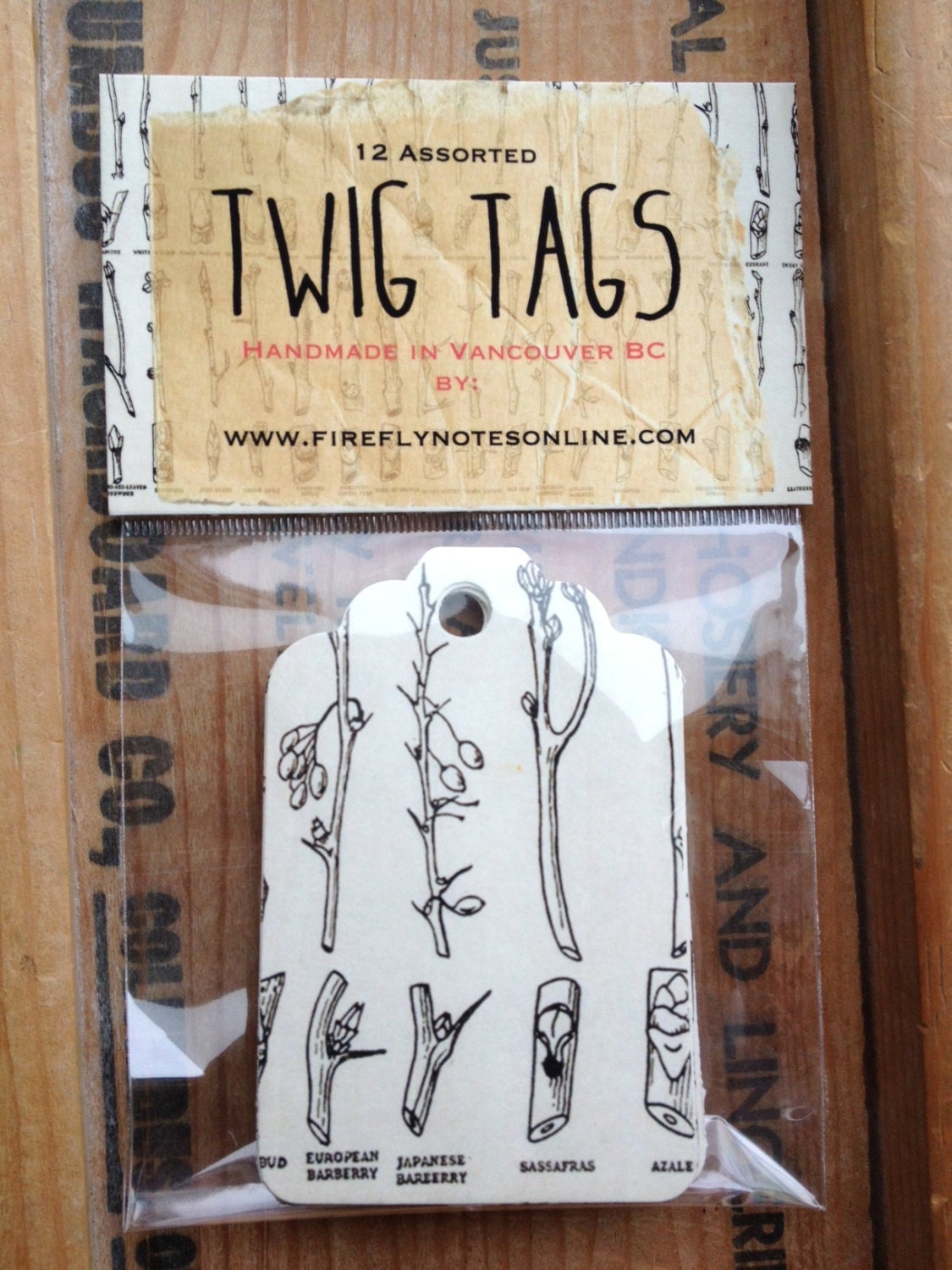 Twig gift tags, 12 favor tags