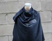 Black Silk Scarf/ Women's Black Scarves/ Leather Scarves/Black Spring Scarves/Silk Scarves