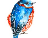 Watercolor Paining, Bird Painting, Bluebird, 6"x9"