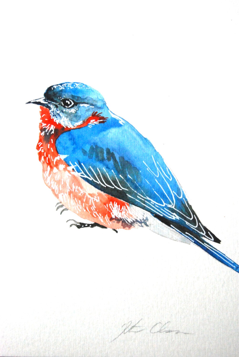 Watercolor Painting, Bluebird Painting, Bird Painting, Original, 6"x9"