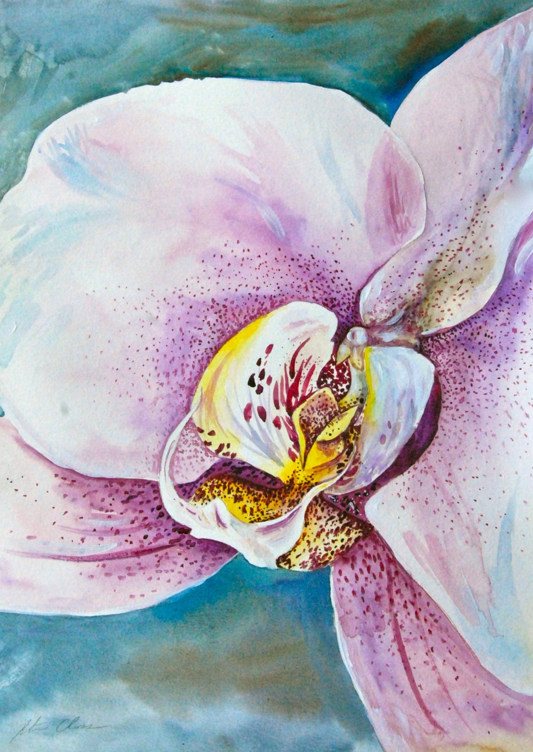 Watercolor Painting, Orchid, Original Painting, 11"x15"