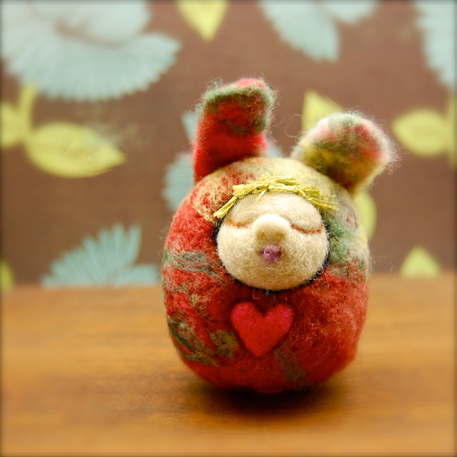 Needle Felted Rainbow Love Bunny Ready to Ship