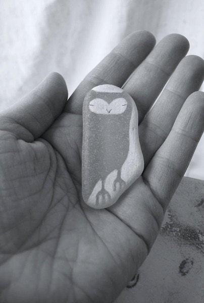 LARGE Beach Glass Owl