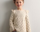 Hand Knit All Seasons Cashmere Blend Girls Sweater / Pullover - Off White/Ivory