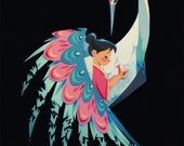 Crane Embellished Print