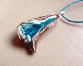 Earthy Jewelry Pendant With Caribbean Blue Accent - Ceramic Textured Necklace