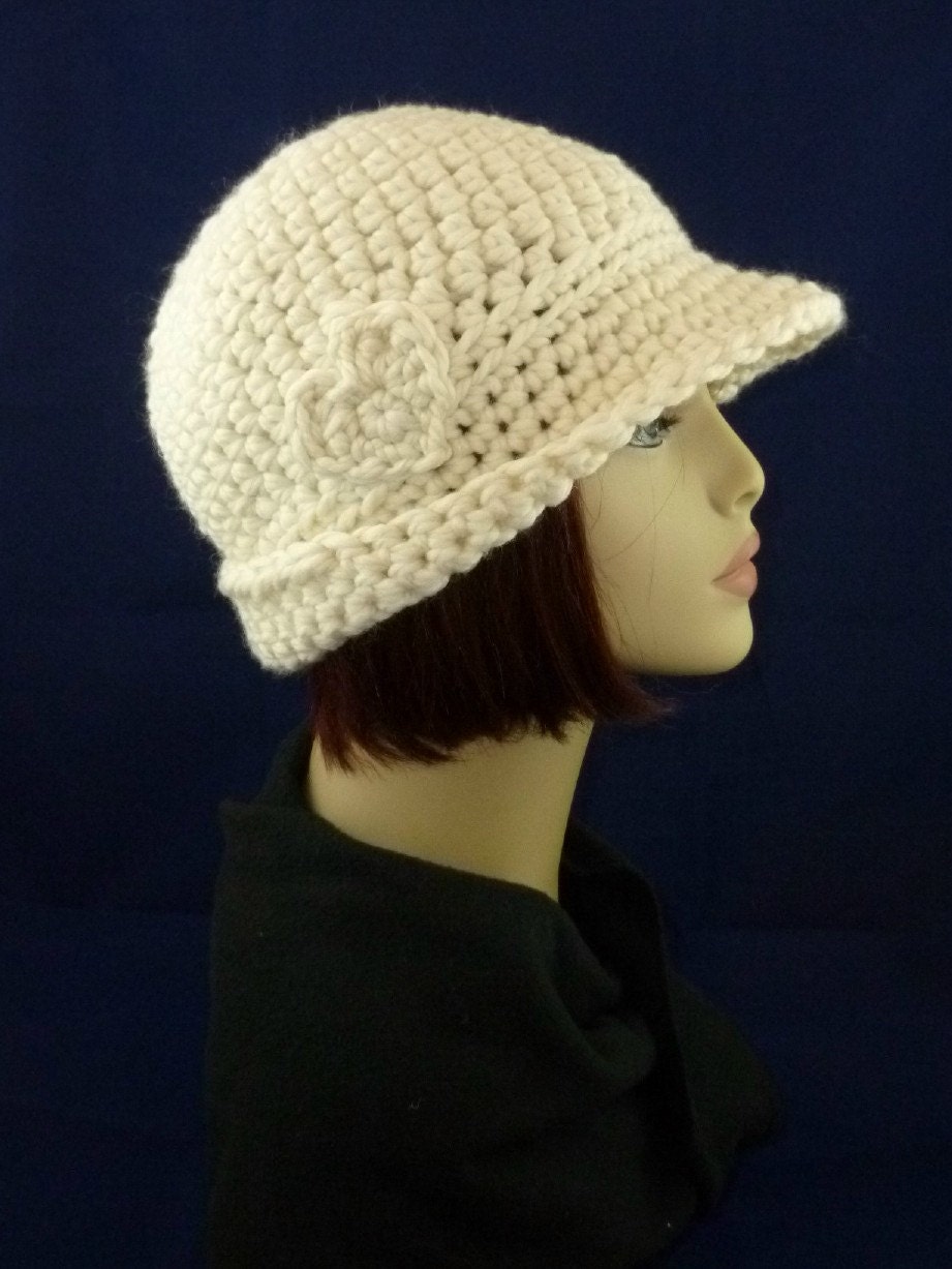 Chunky Wool Blend Sweetheart Fedora in Cream - Hand Crocheted