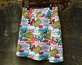 A Line Superhero Action Words skirt, Nerd  skirt, Comic book skirt, novelty skirts, A-line skirt, women's 2-24