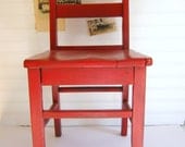 Vintage Red Chair, Kids Chair, Wood, Rolling Hills Vintage