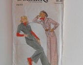 Women's Semi Fitted Retro Jumpsuit Size 10 Vintage Butterick 4396 Sewing Pattern