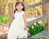 Flower Girl Dress - Coming up Roses - Solid Bodice - Made to Order - Color Choices - Girls Sizes - 5, 6, 7, 8