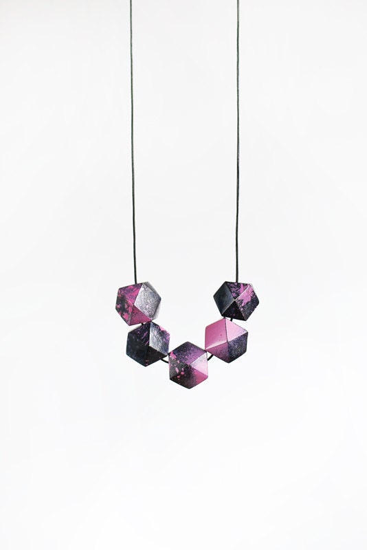 Wooden Boho Necklace / Geometric Jewelry / Cosmos Necklace N.2