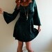 Hunter Green Velvet Bell Sleeve Mini Dress With Low Back and Bell Sleeves Size Small/Medium by MountainGirlClothing