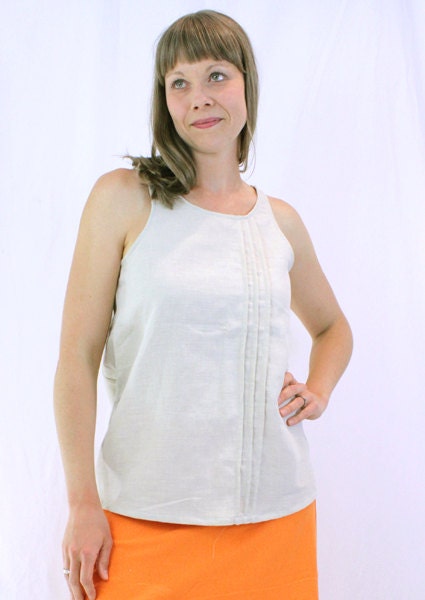 pin tuck tank-M-NATURAL