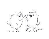 Dancing Cats- Ink Drawing- Simple Art- Joy