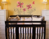Curly Flowers Pink Customizable Wall Decal
