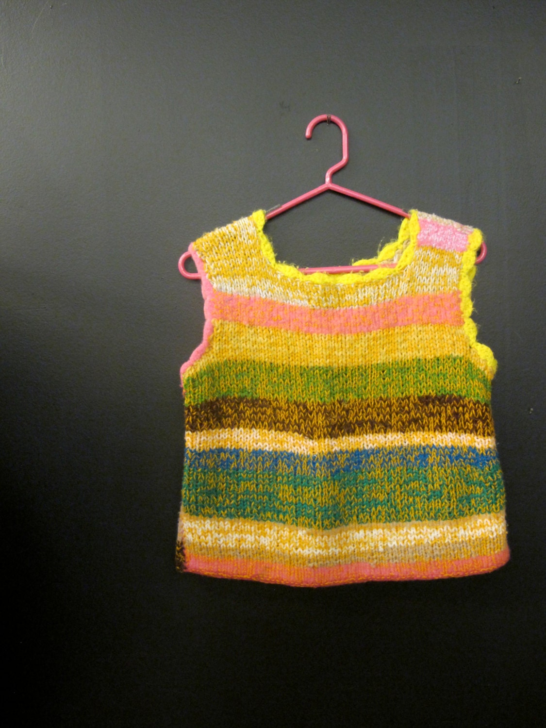 Vintage Boho 70s Bright Colored Cropped Sweater Top