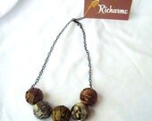 RICHARME Wire Wrapped Ball Necklace in Copper Gunmetal Gold Bronze Silver
