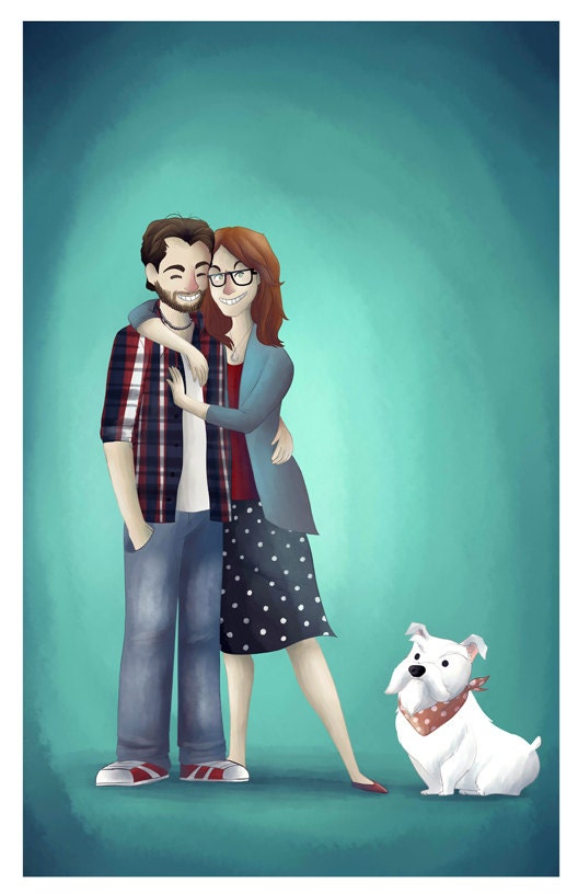 Custom couple Illustration -  Complex Cartoon Portrait