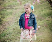 Childrens Clothing... Peach Blossom Sisters.....Pink Floral Skirt.... Girls skirt with coordinating looks.. perfect for family photos...