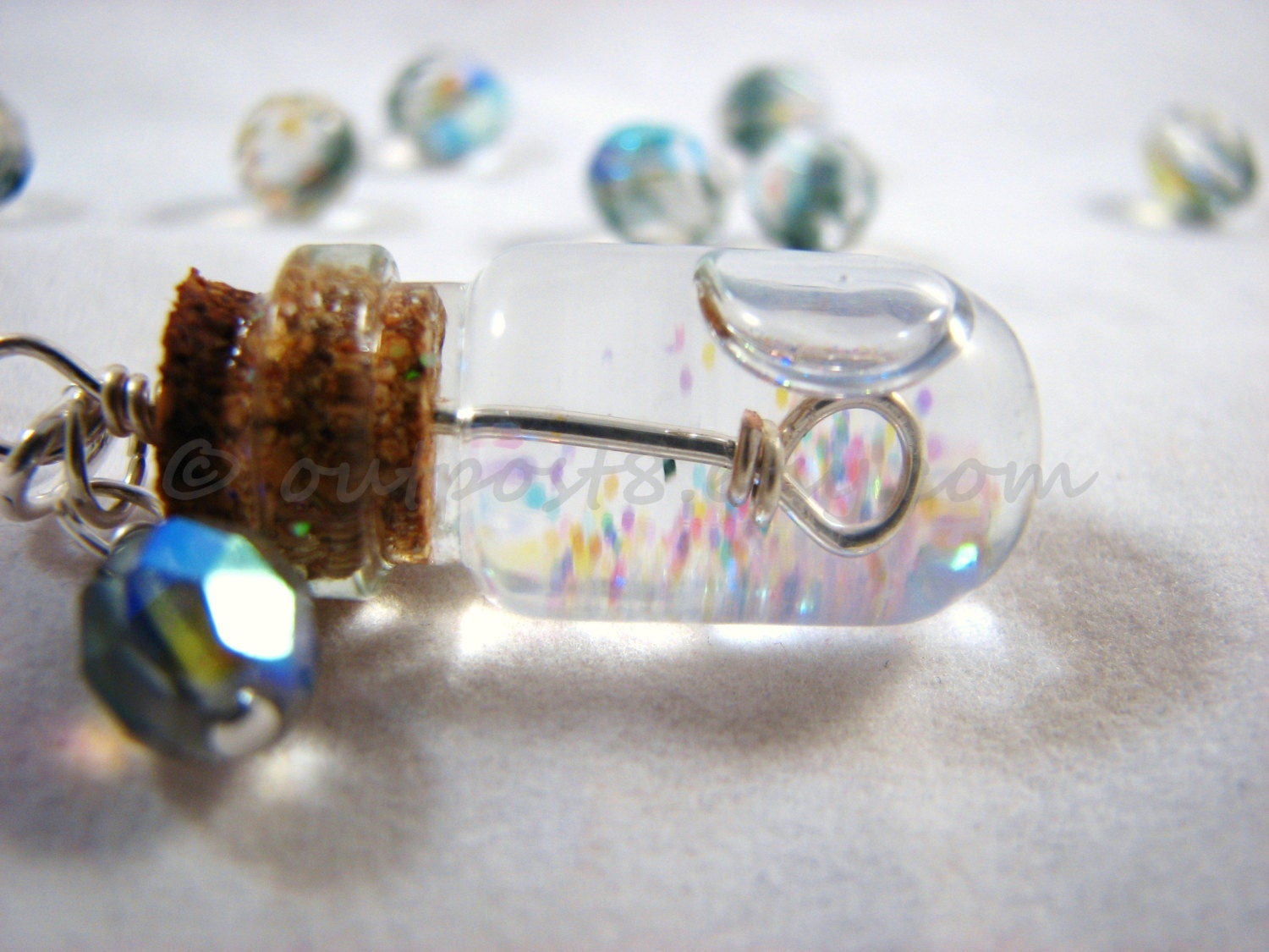 Tiny bubble soap glass bottle necklace. Bubble wand. Kawaii jewelry. Free US shipping.