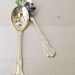 gold plated salad fork and serving spoon, sheffield england, kings pattern, gold plated repousse
