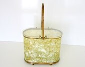 Vintage Lucite Box Purse Handbag Lucite and Gold Sparkle Celluloid
