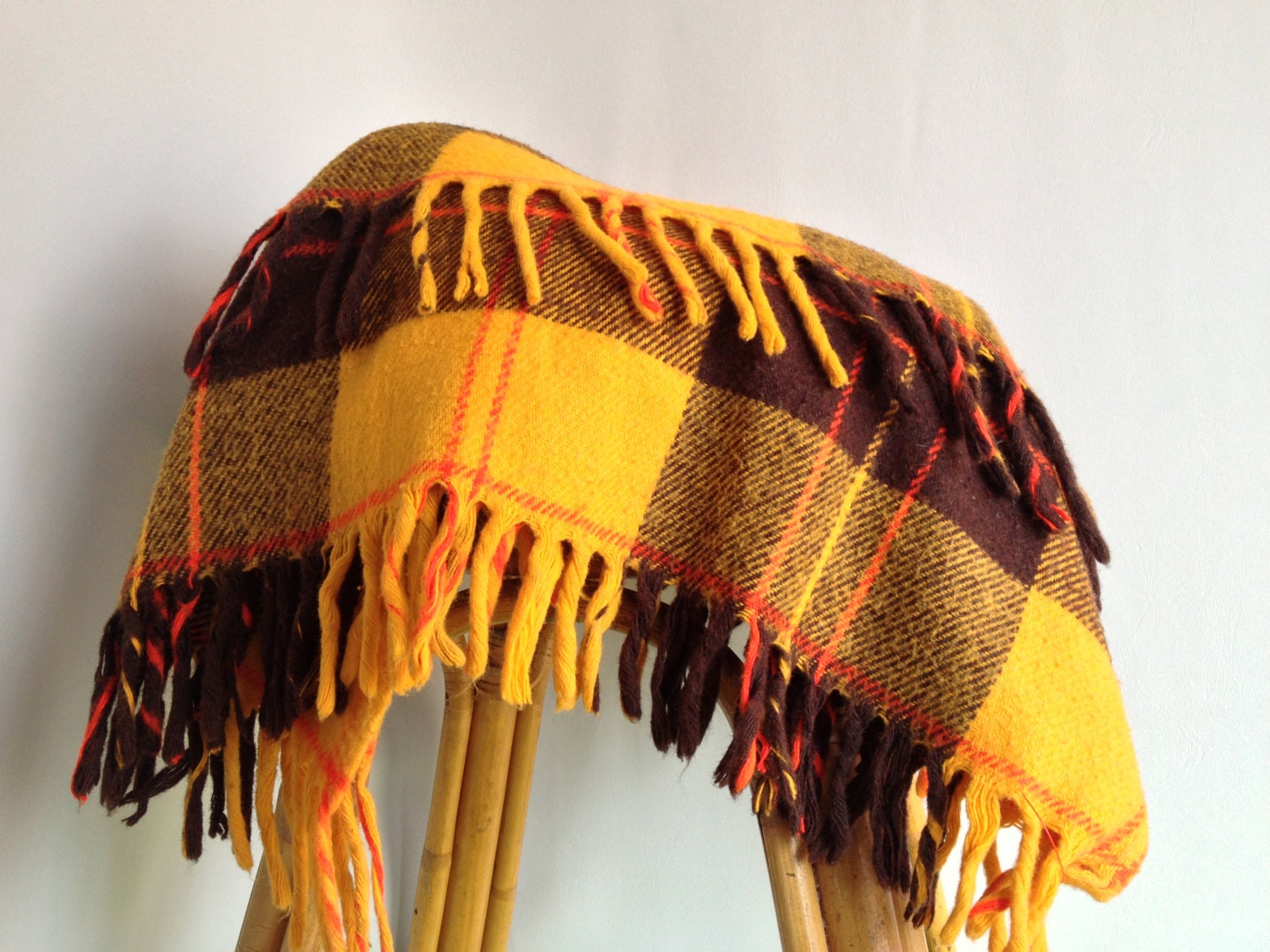 Mustard Plaid Throw Multicolored Afghan